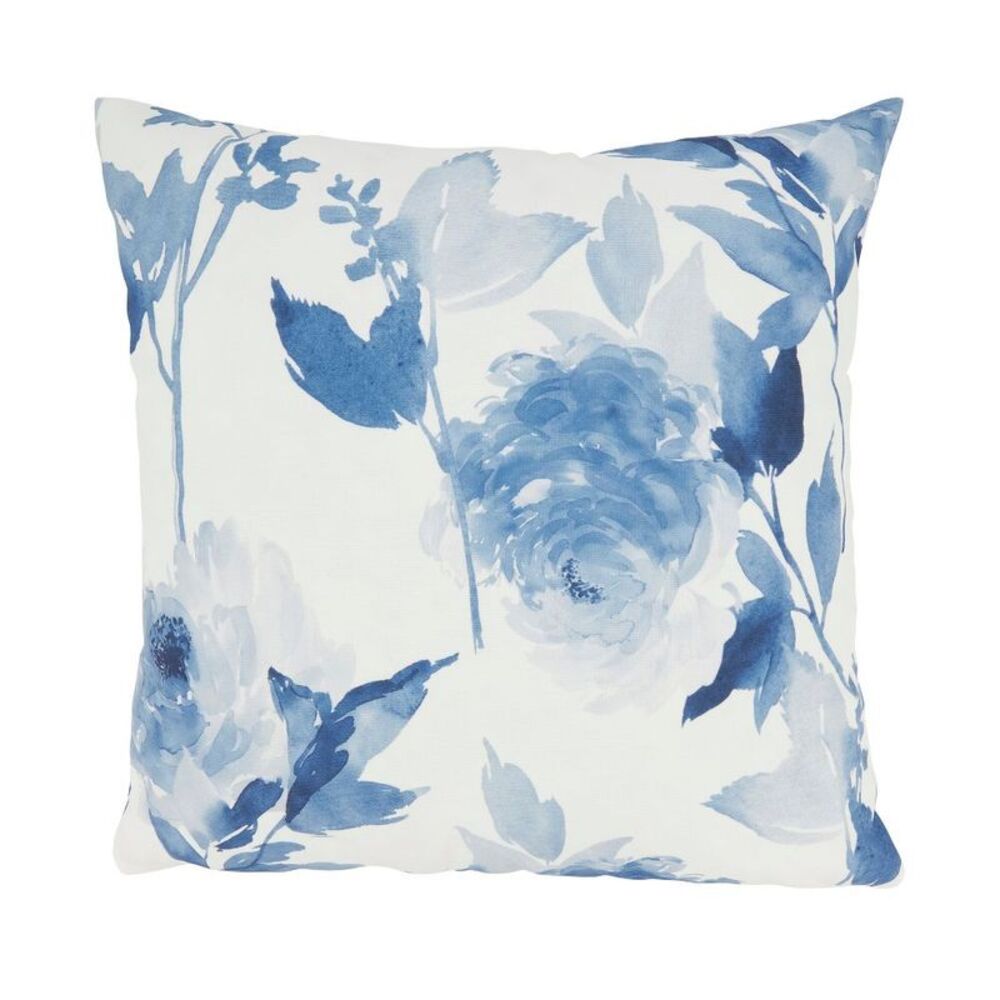 Saro Lifestyle -  Blossom Breeze Floral Outdoor Poly  Blue